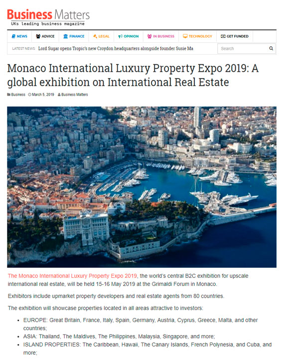 Business Matters - A global exhibition on International Real Estate